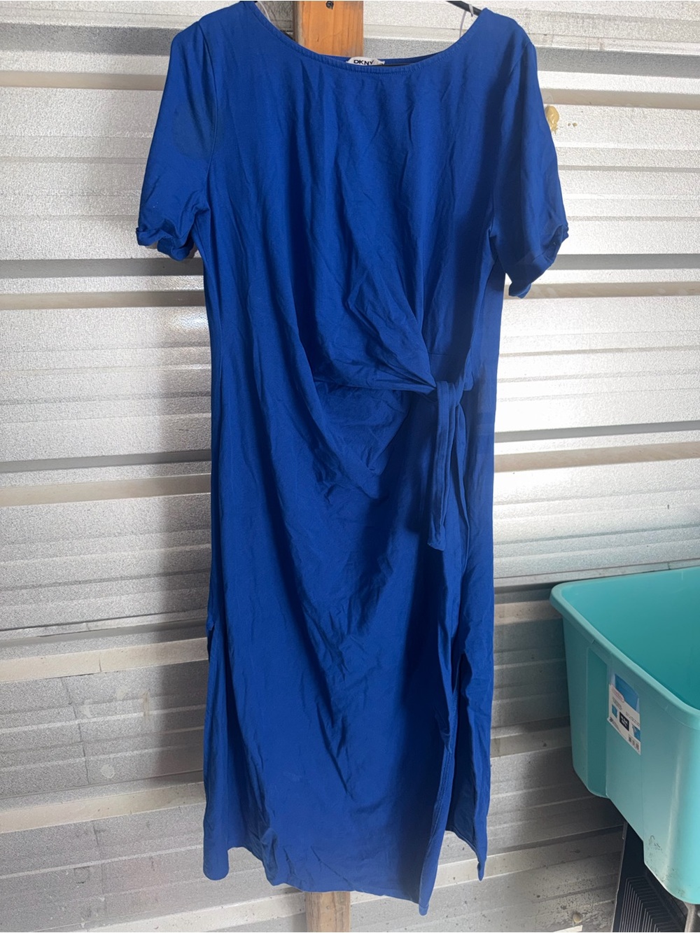 DKNY Cobalt Blue Midi Dress with Side Tie